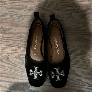 Tory Burch Black Velvet Flats